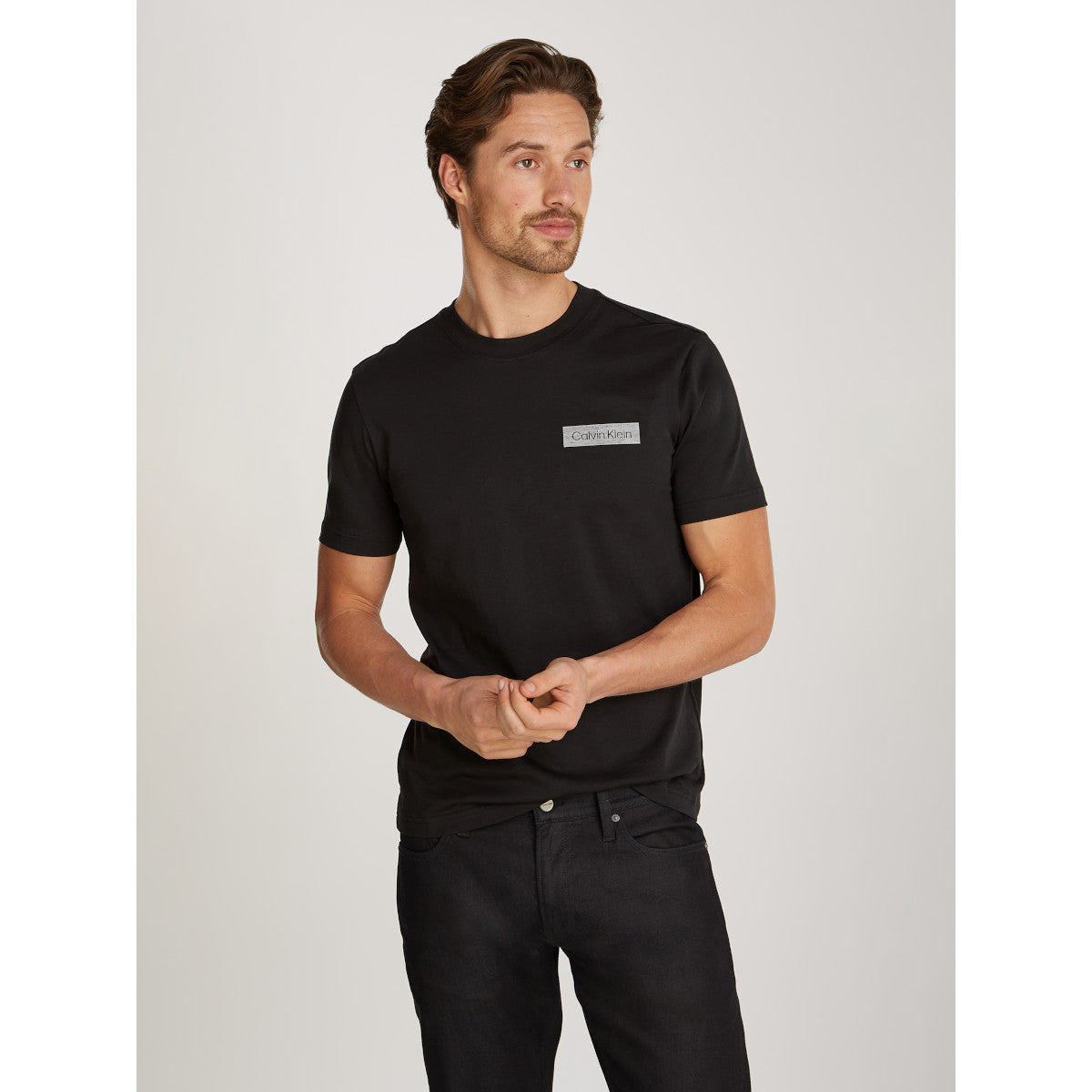 Calvin Klein Raised Concrete Logo T-Shirt BEH Black