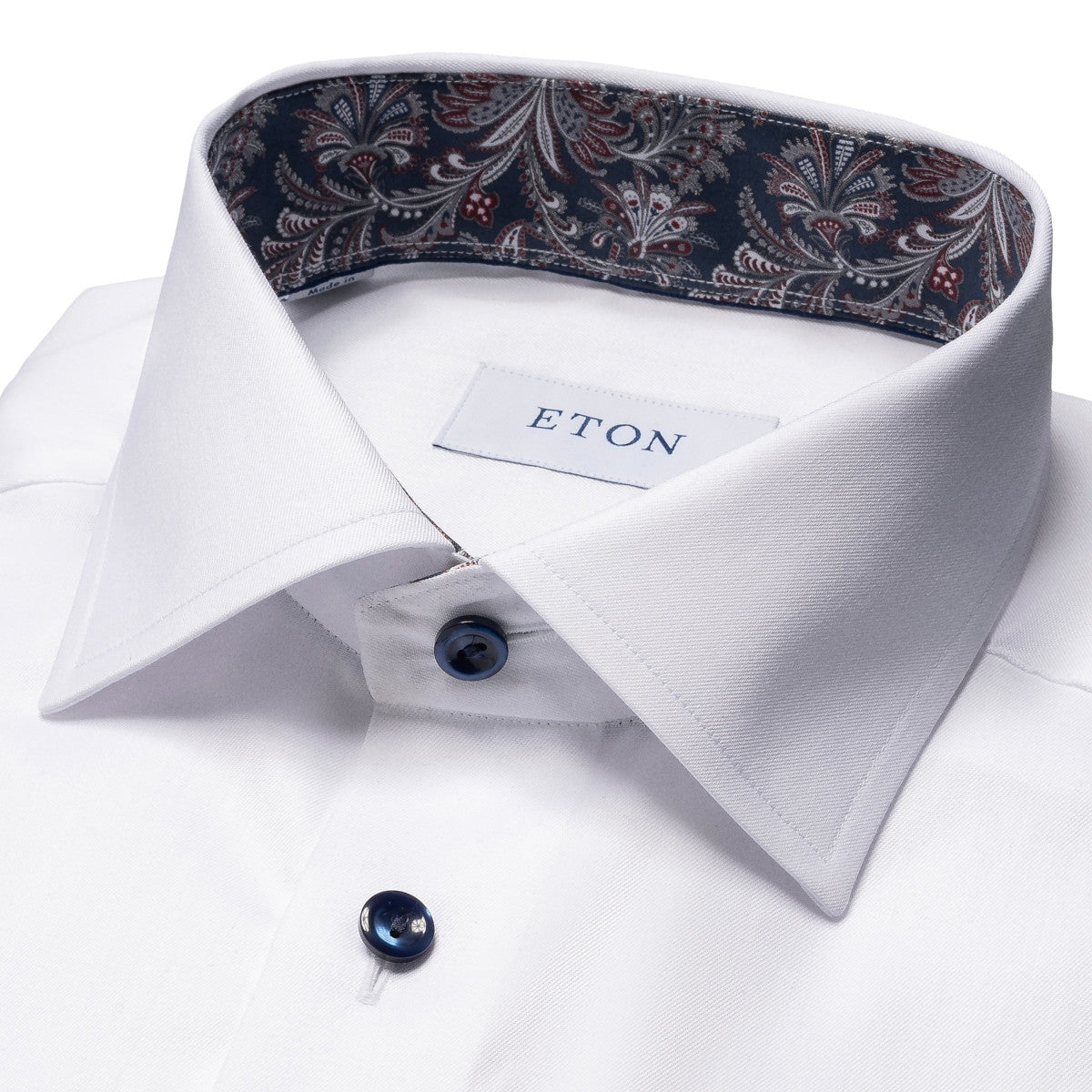 Eton Classic Fit Paisley Effect Twill Shirt 00 White