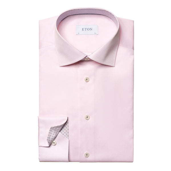 Eton Comtemporary Geometric Effect Twill Shirt 80 Pink