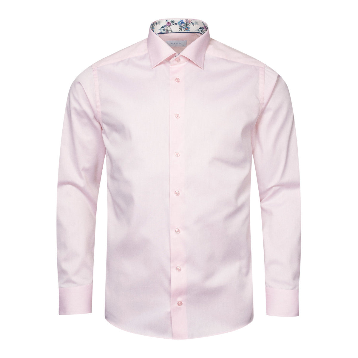 Eton Contemporary Fit Floral Trim Twill Shirt 80 Pink