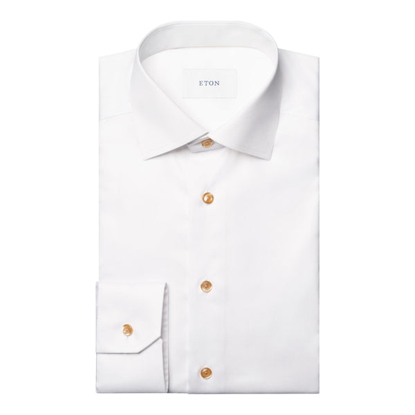 Eton Contemporary Fit Signature Twill Beige Effect Shirt 00 White