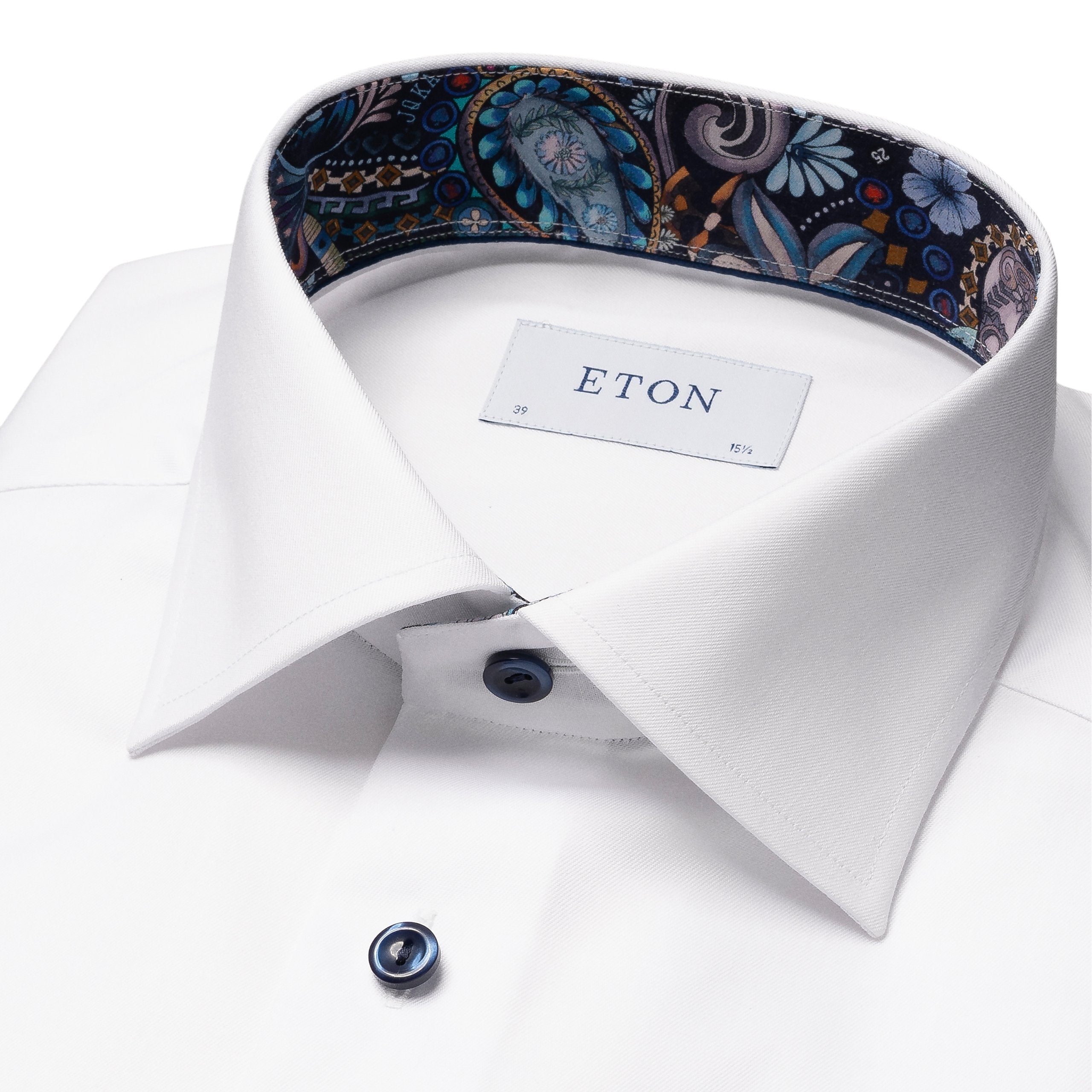 Eton Floral Effect Contemporary Fit Twill Shirt 00 White