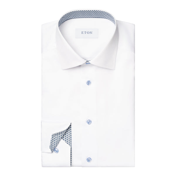 Eton Geometric Effect Slim Fit Signature Twill Shirt 00 White