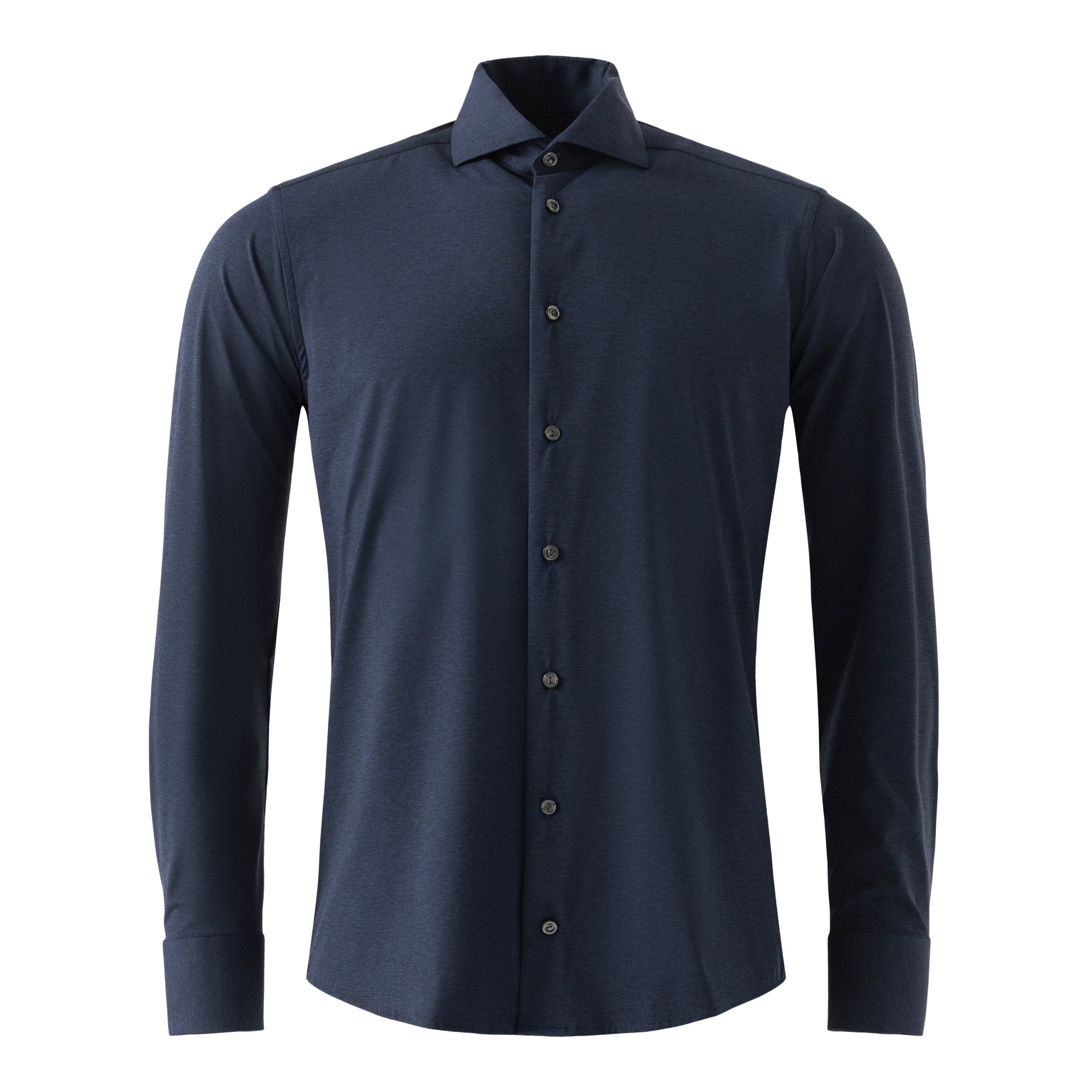 Eton Melange Four Way Stretch Slim Shirt 28 Navy