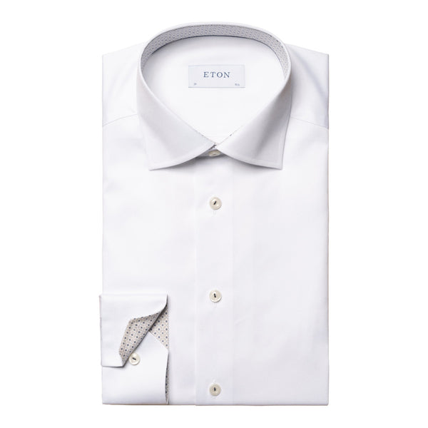 Eton Slim Fit Geometric Effect Twill Shirt 00 White