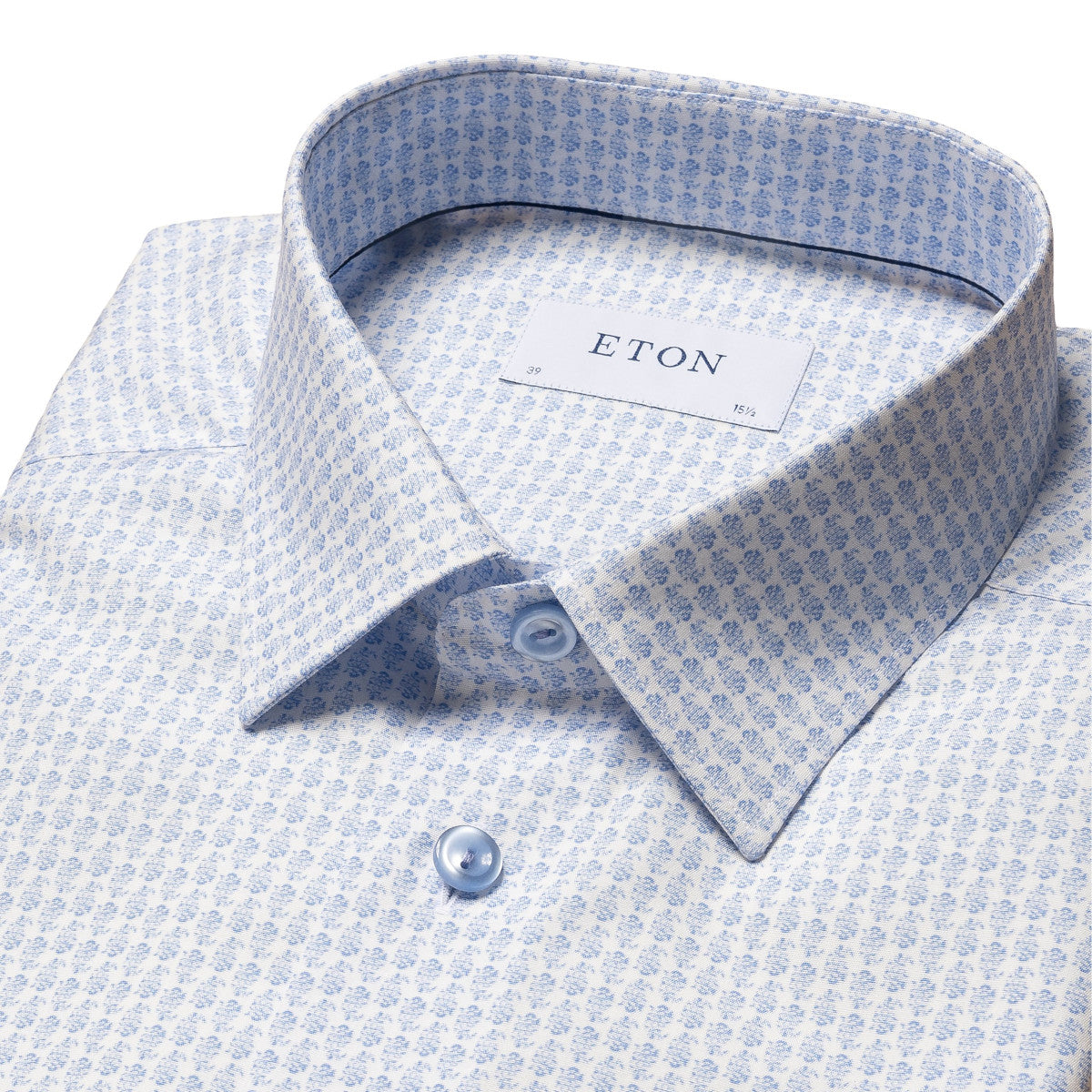 Eton Slim Fit Micro Floral Print Poplin Shirt 21 Light Blue