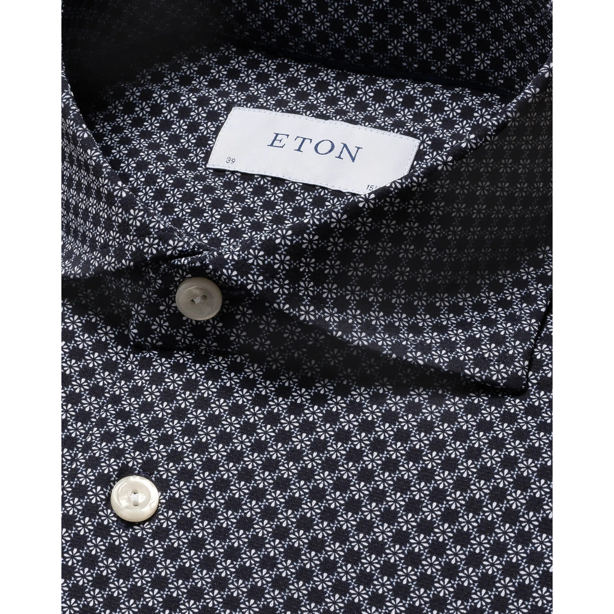 Eton Slim Fit Micro Print Four Way Stretch Shirt 29 Navy