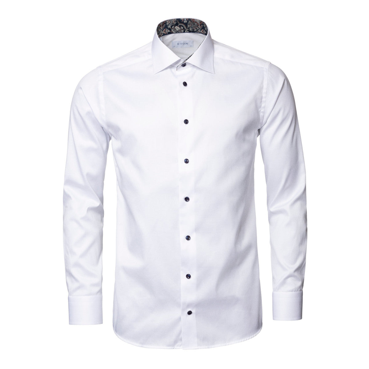 Eton Slim Fit Paisley Effect Twill Shirt 00 White