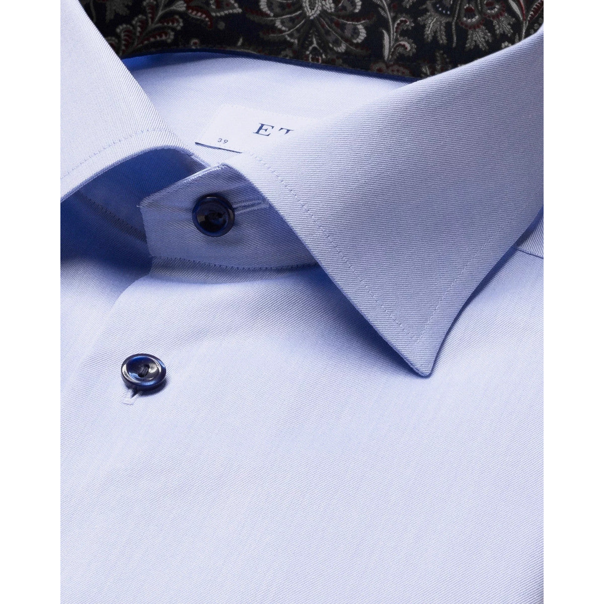 Eton Slim Fit Paisley Effect Twill Shirt 21 Light Blue