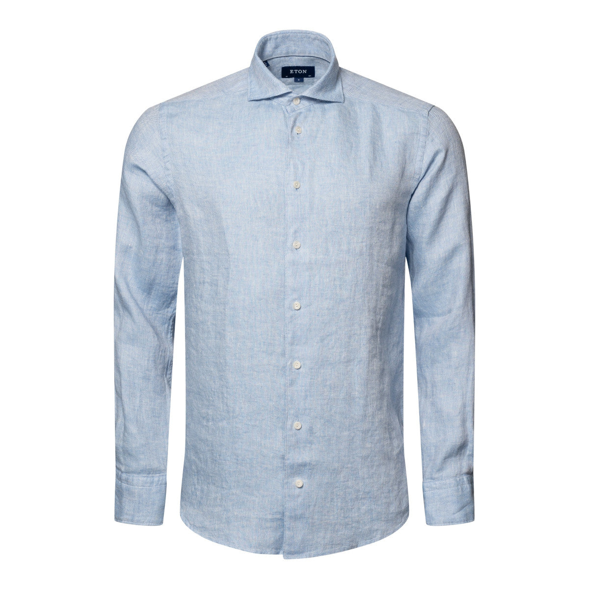 Eton Twill Linen Shirt 26 Mid Blue