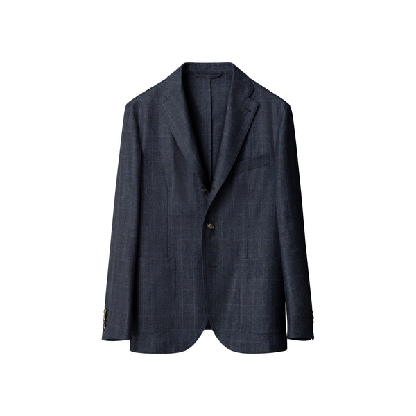 Eton Wool Check Jacket 28 Navy