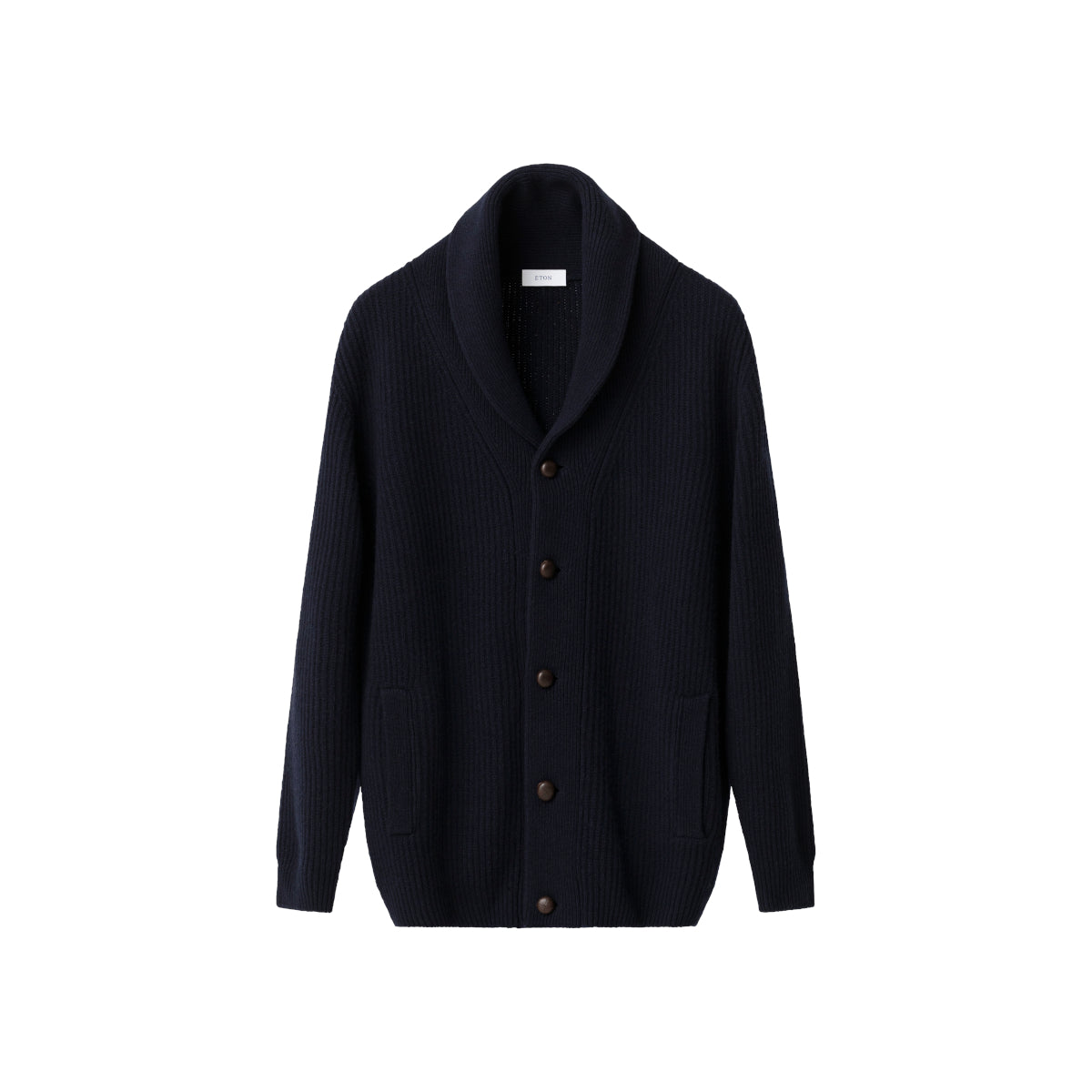 Eton Wool Shawl Collar Knit Cardigan 28 Navy