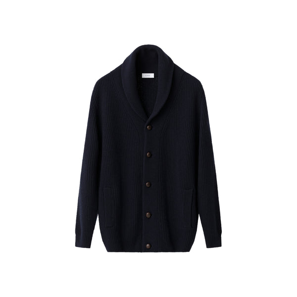 Eton Wool Shawl Collar Knit Cardigan 28 Navy