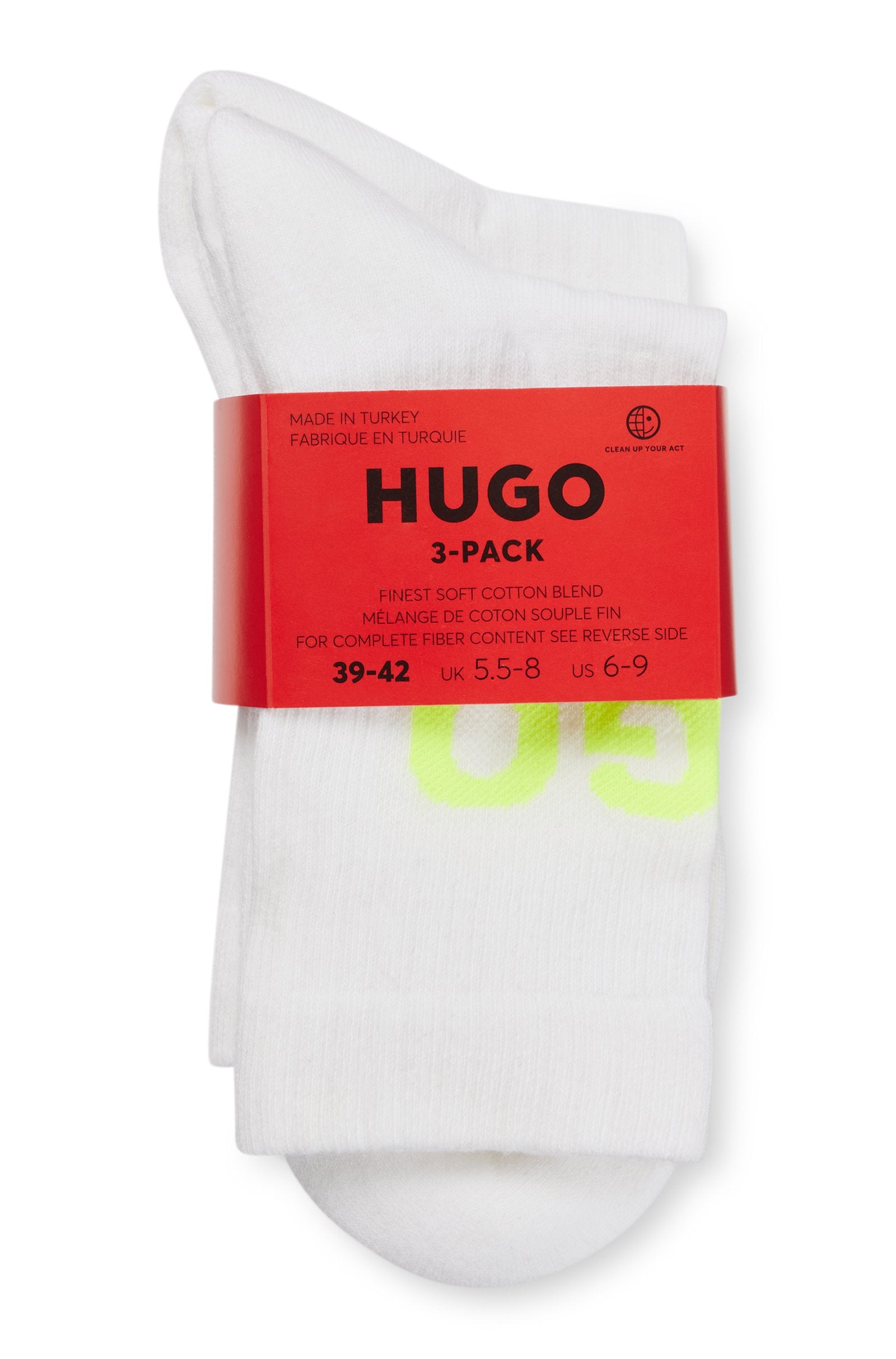 HUGO 3P QS NEON LOGO CC Socks 10259782 100 White