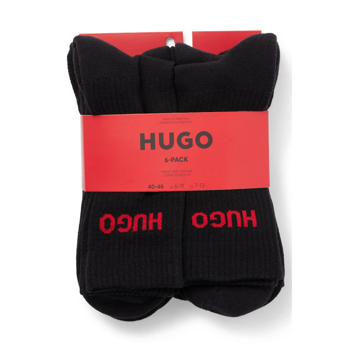 HUGO 6P QS RIB LOGO CC Socks 001 Black