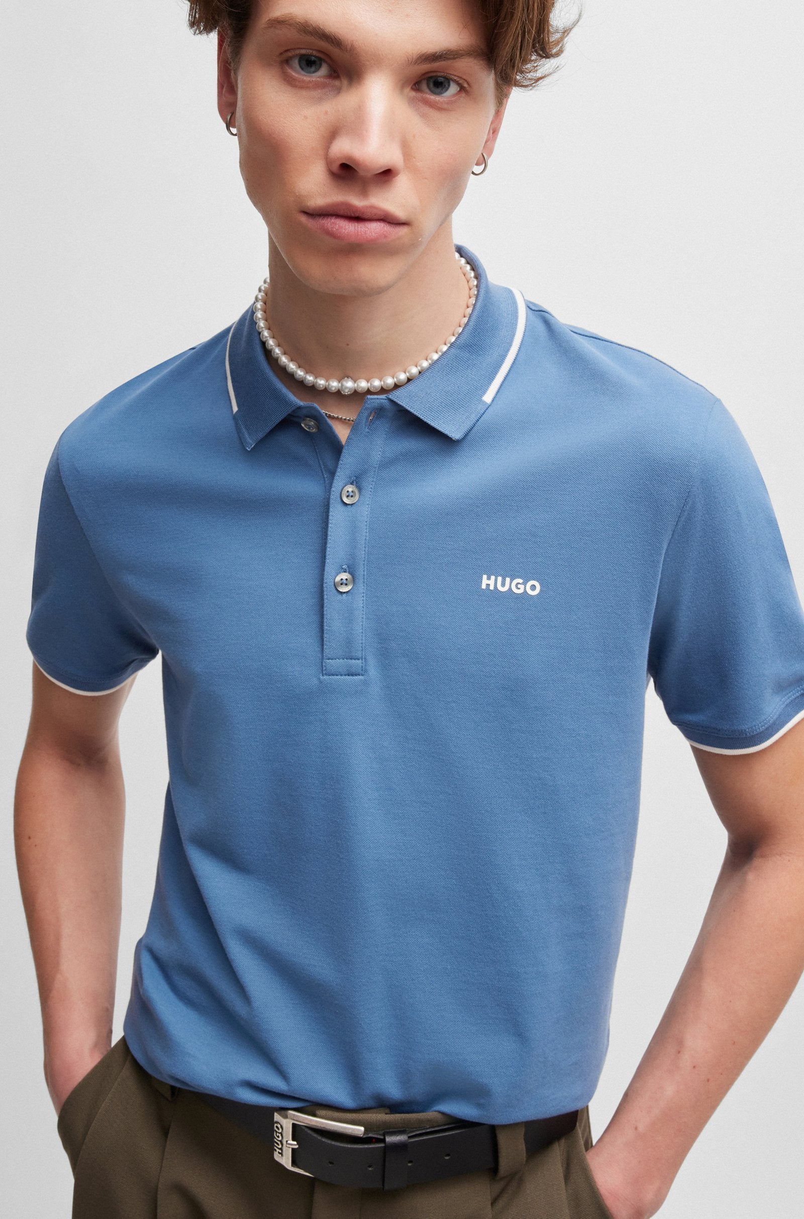 HUGO Dinoso222 Polo Shirt S2-24 427 Medium Blue