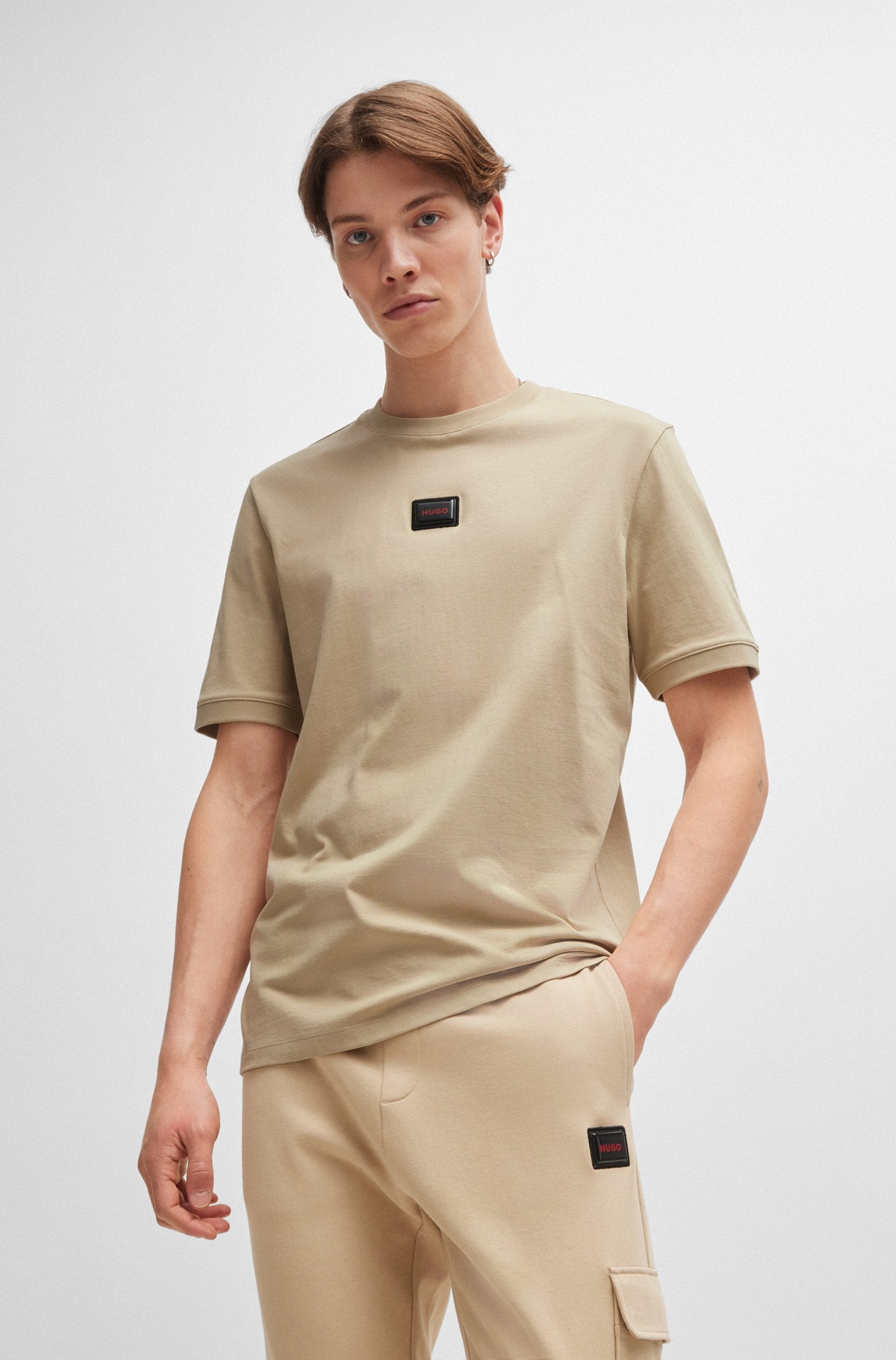 HUGO Diragolino_Gel T-Shirt 10266060 281 Open Beige