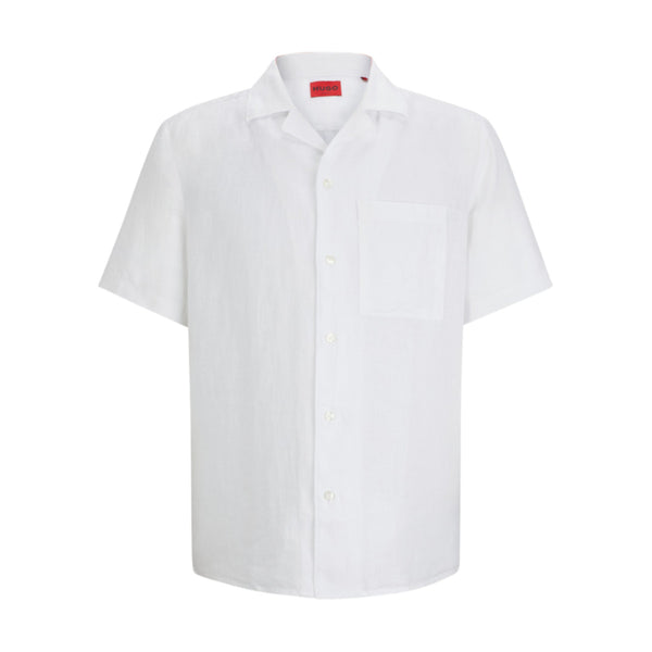 HUGO Ellino Linen Shirt 10248298 199 Open White