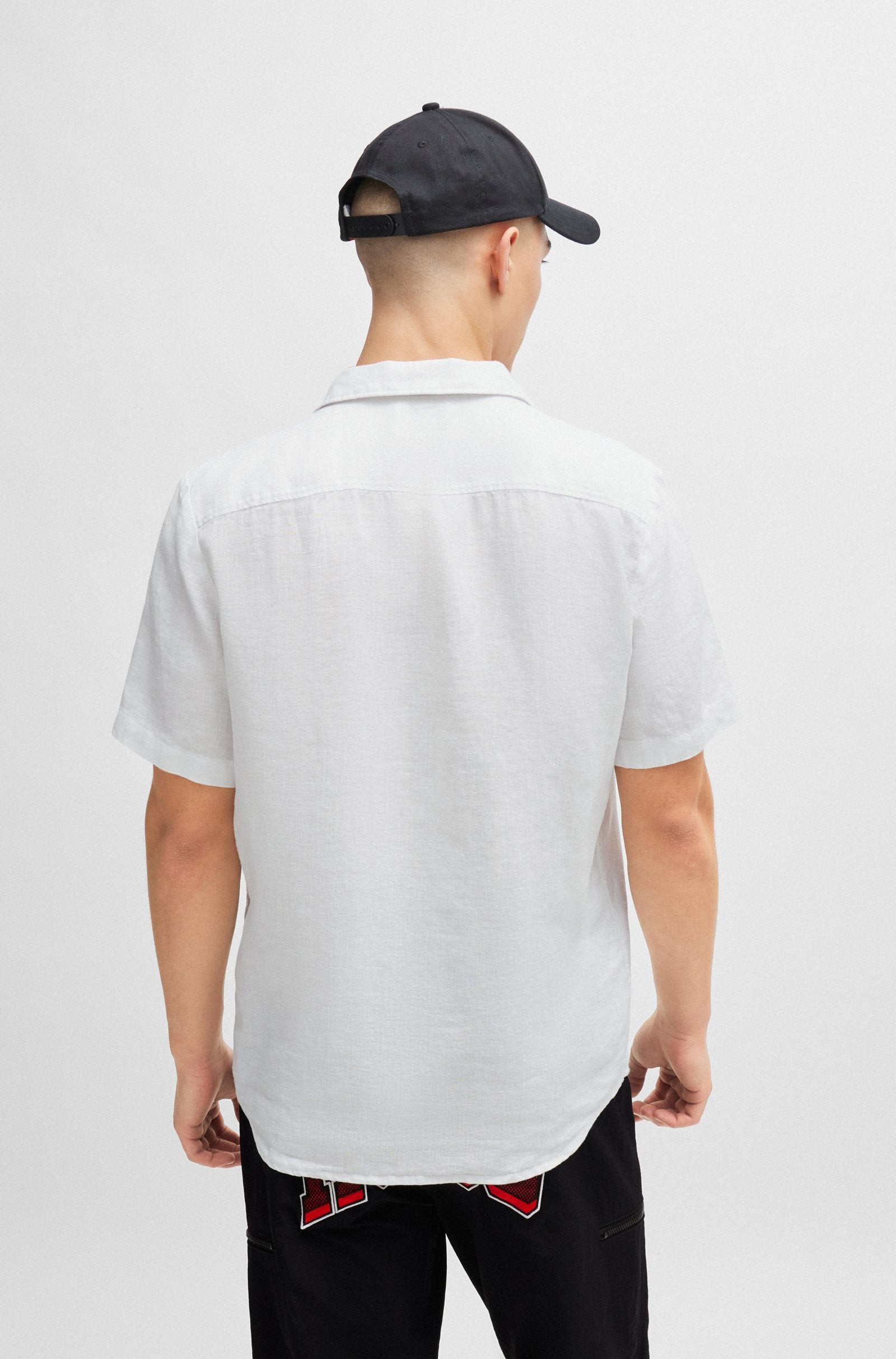 HUGO Ellino Linen Shirt 10248298 199 Open White