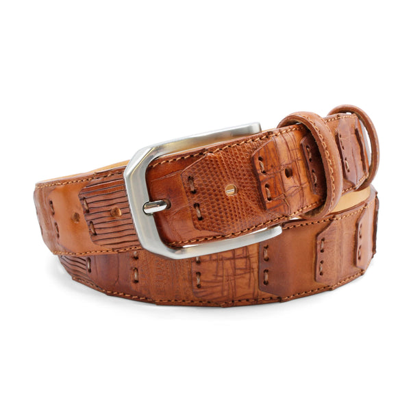 Huxley Tanner Maradona Tonal Patchwork Belt 004 Tan