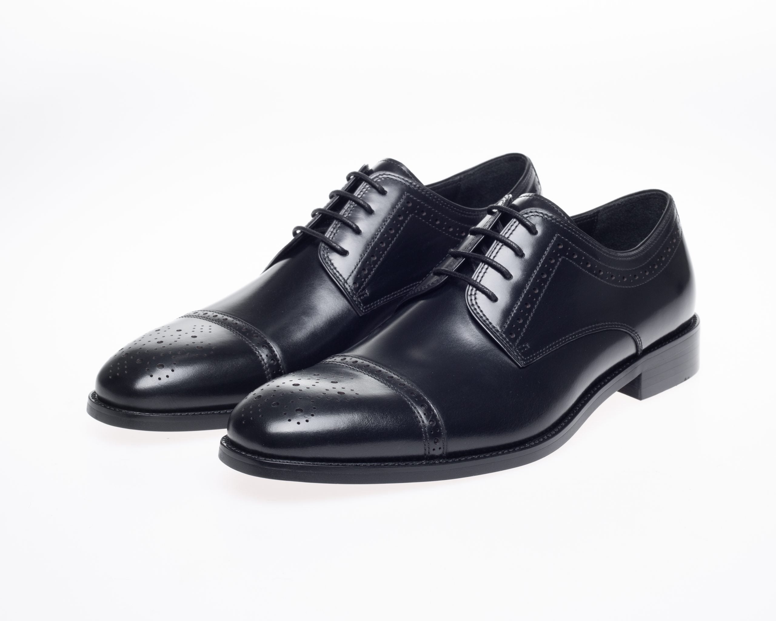 John White Lucan Semi Brogue Shoe Black