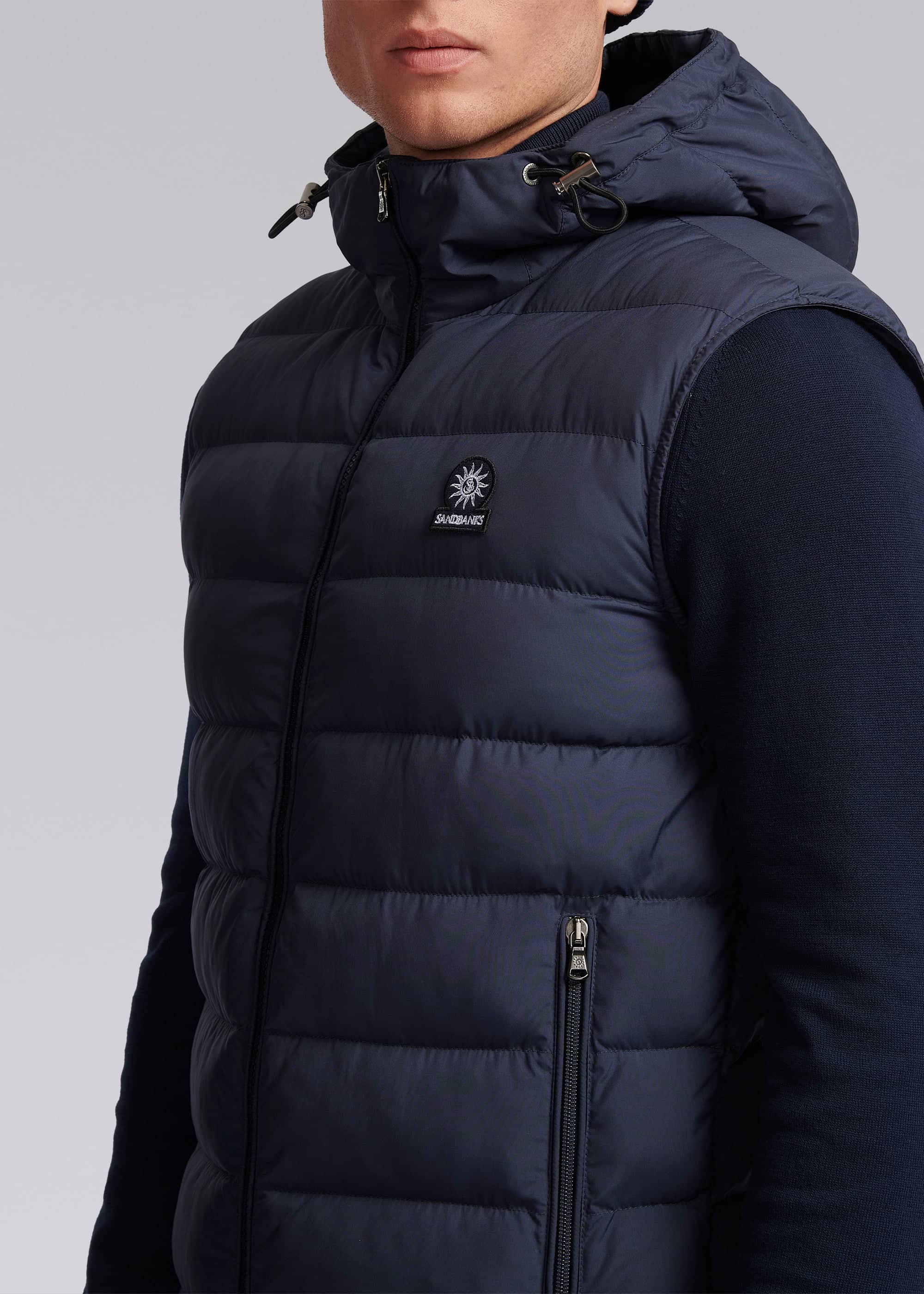 Sandbanks Micro Puffer Hooded Gilet Navy