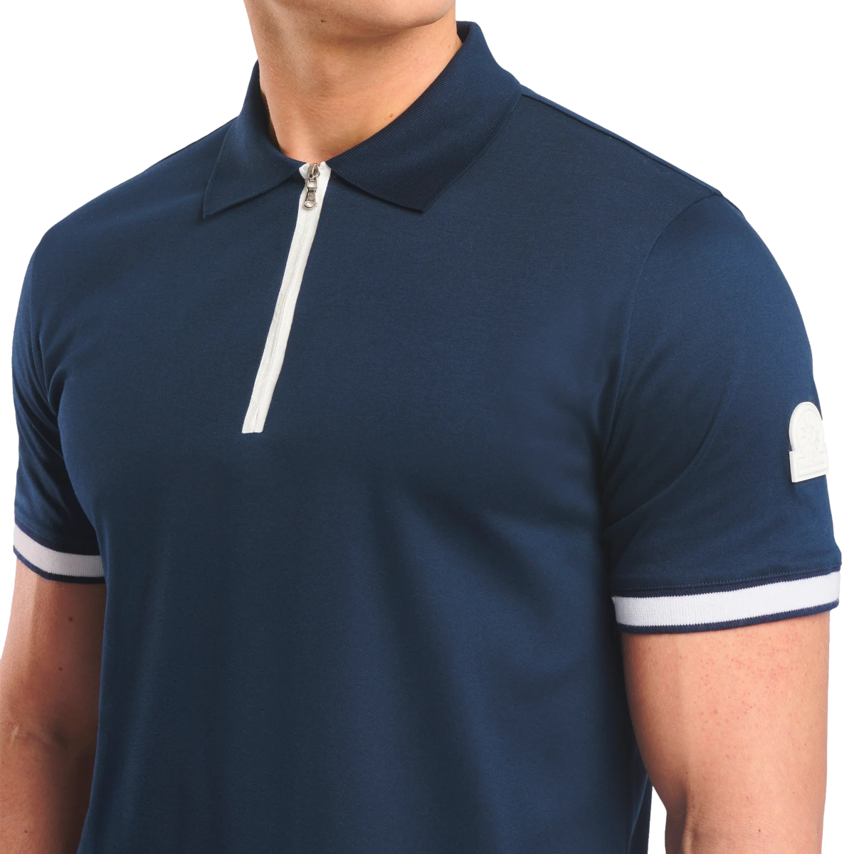 Sandbanks Silicone Zip Polo Shirt Navy