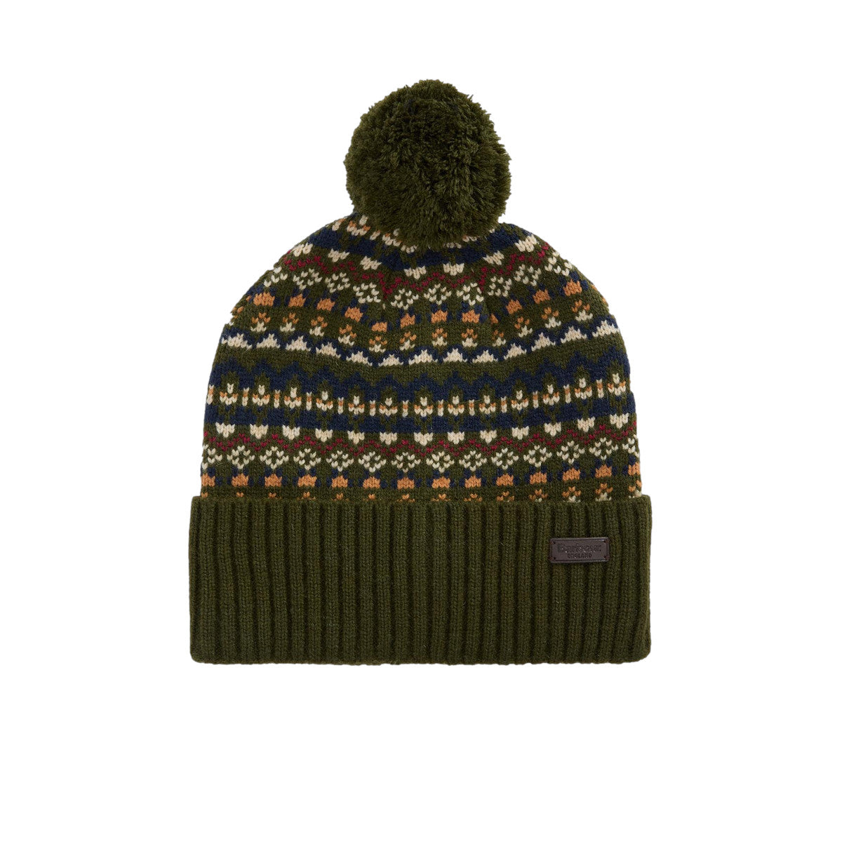 Barbour Marlow Fair Isle Pom Beanie Hat OL71 Olive