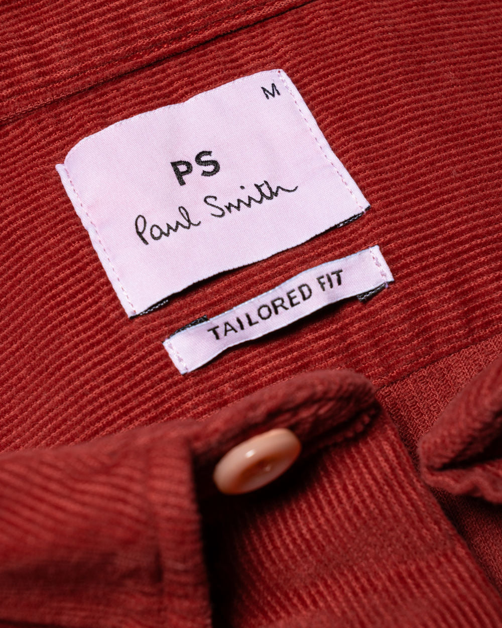 PS Paul Smith BD Tailored Fit Cord Shirt 27 Red