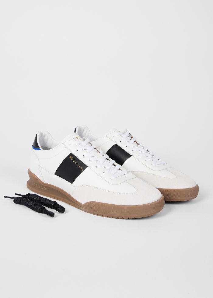 PS Paul Smith Dover White Black Side Panel Trainers 01 WHITE