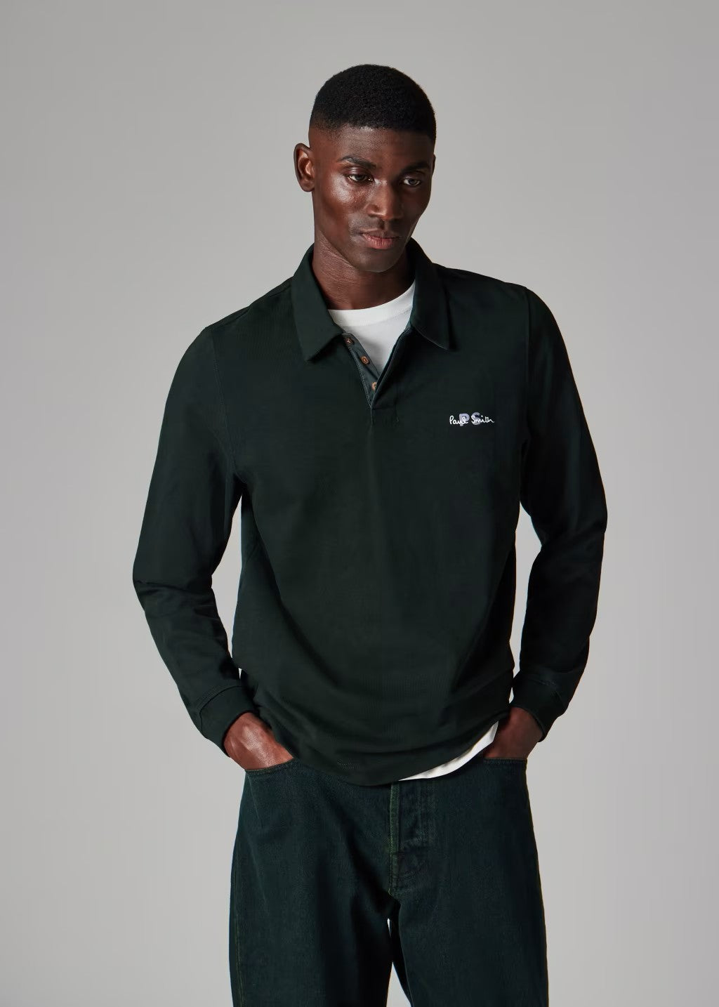 PS Paul Smith LS PS Emb Polo Shirt 38 Green