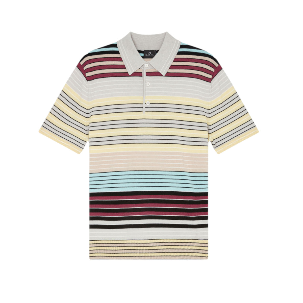 PS Paul Smith SS Striped Knitted Polo 70 GREY