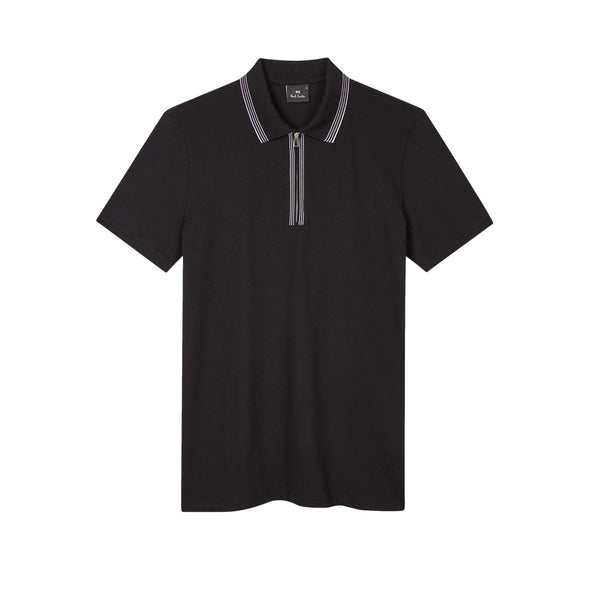 PS Paul Smith SS Tipped Zip Polo 79 BLACK