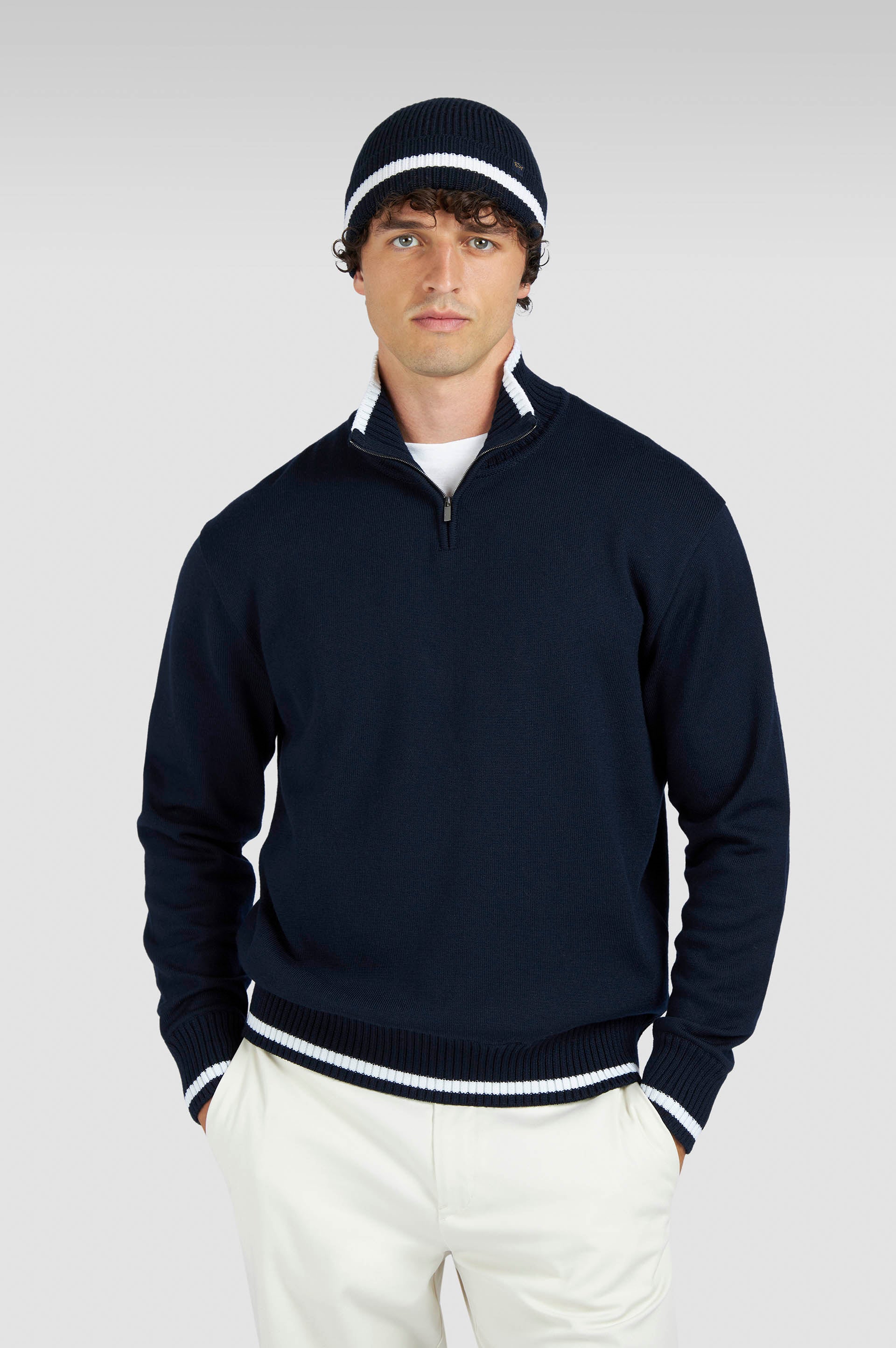 Paul & Shark Maglia Wool Half Zip Sweater 050 Navy