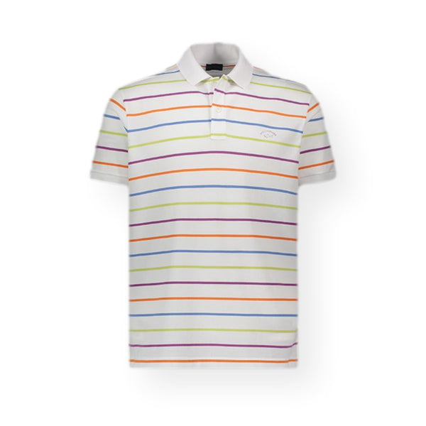 Paul & Shark Multi Stripe Cotton Pique Polo Shirt 241 White