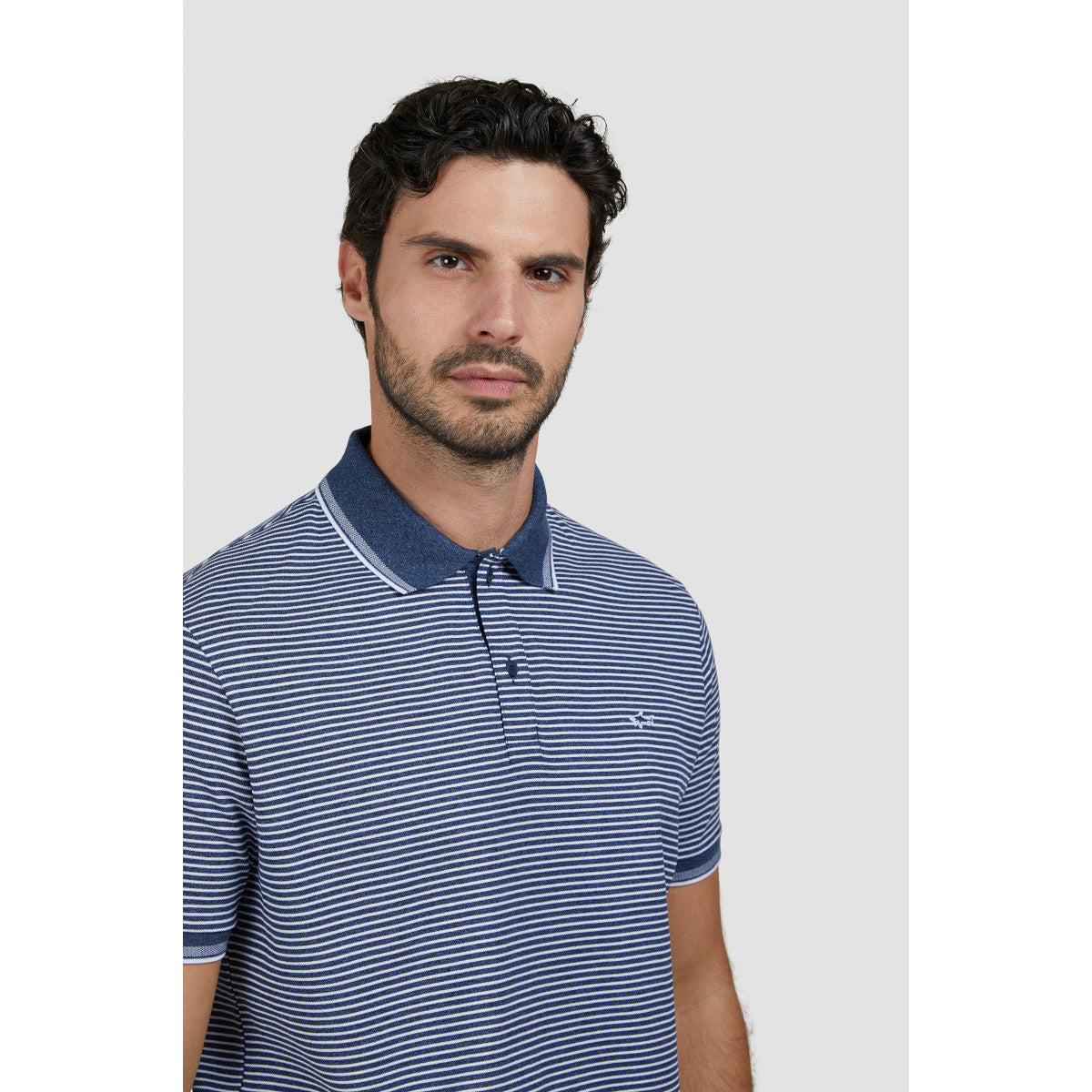 Paul & Shark Shark Badge Jaspe Pique Polo Shirt 120 Navy