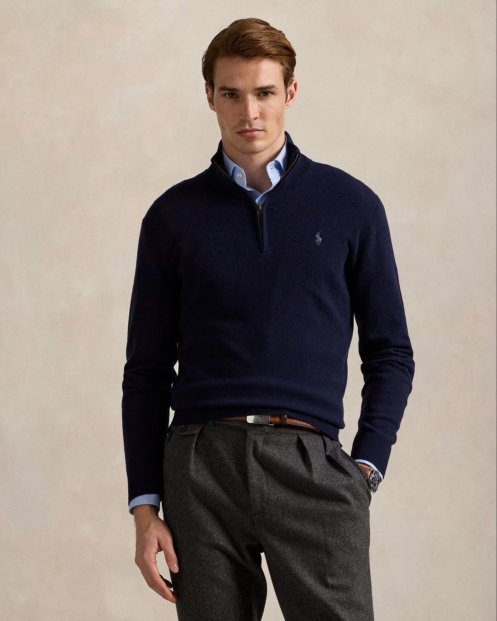 Polo Ralph Lauren Half Zip Merino Sweater 001 Hunter Navy