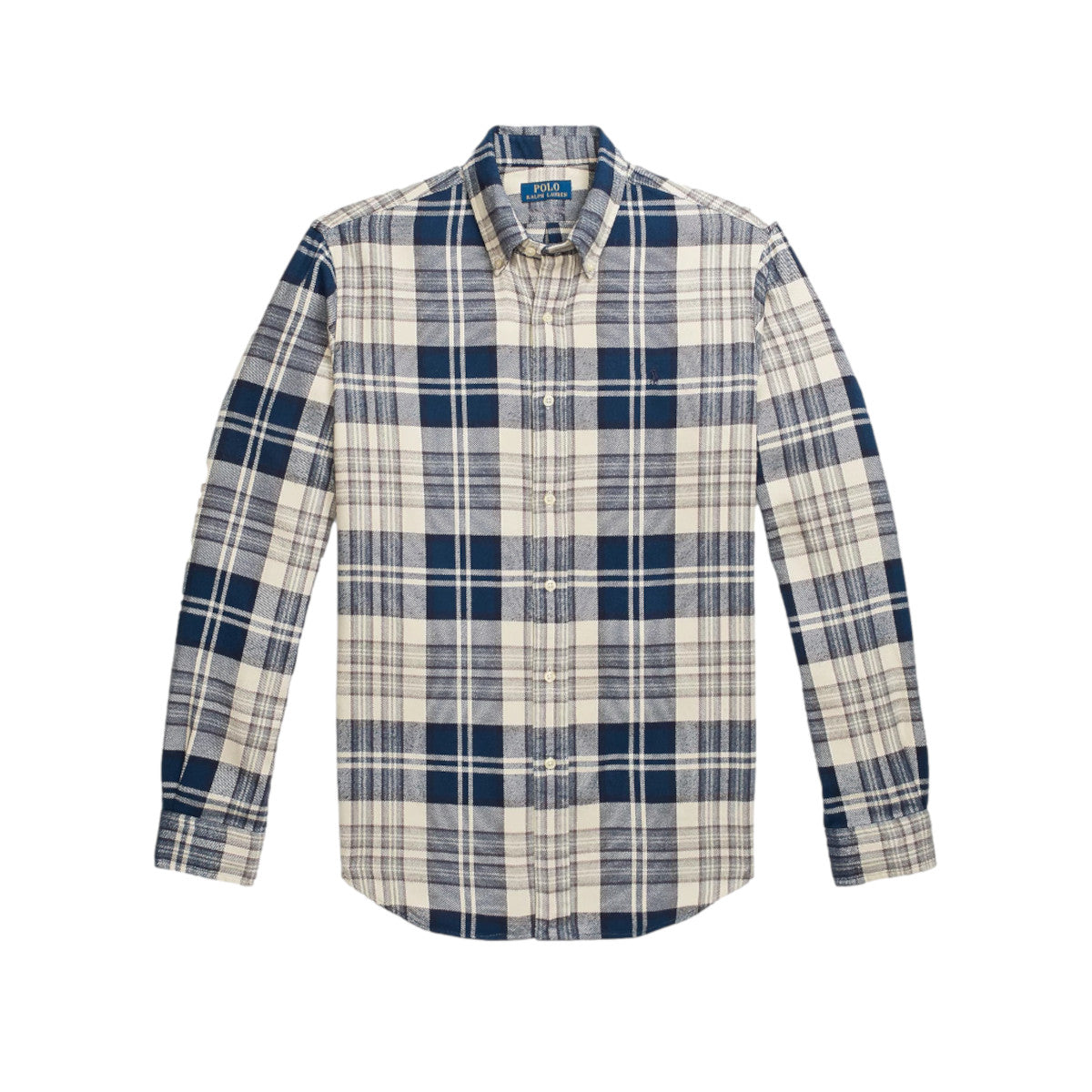 Polo Ralph Lauren LS Brushed Flannel Shirt 001 Off White/Navy