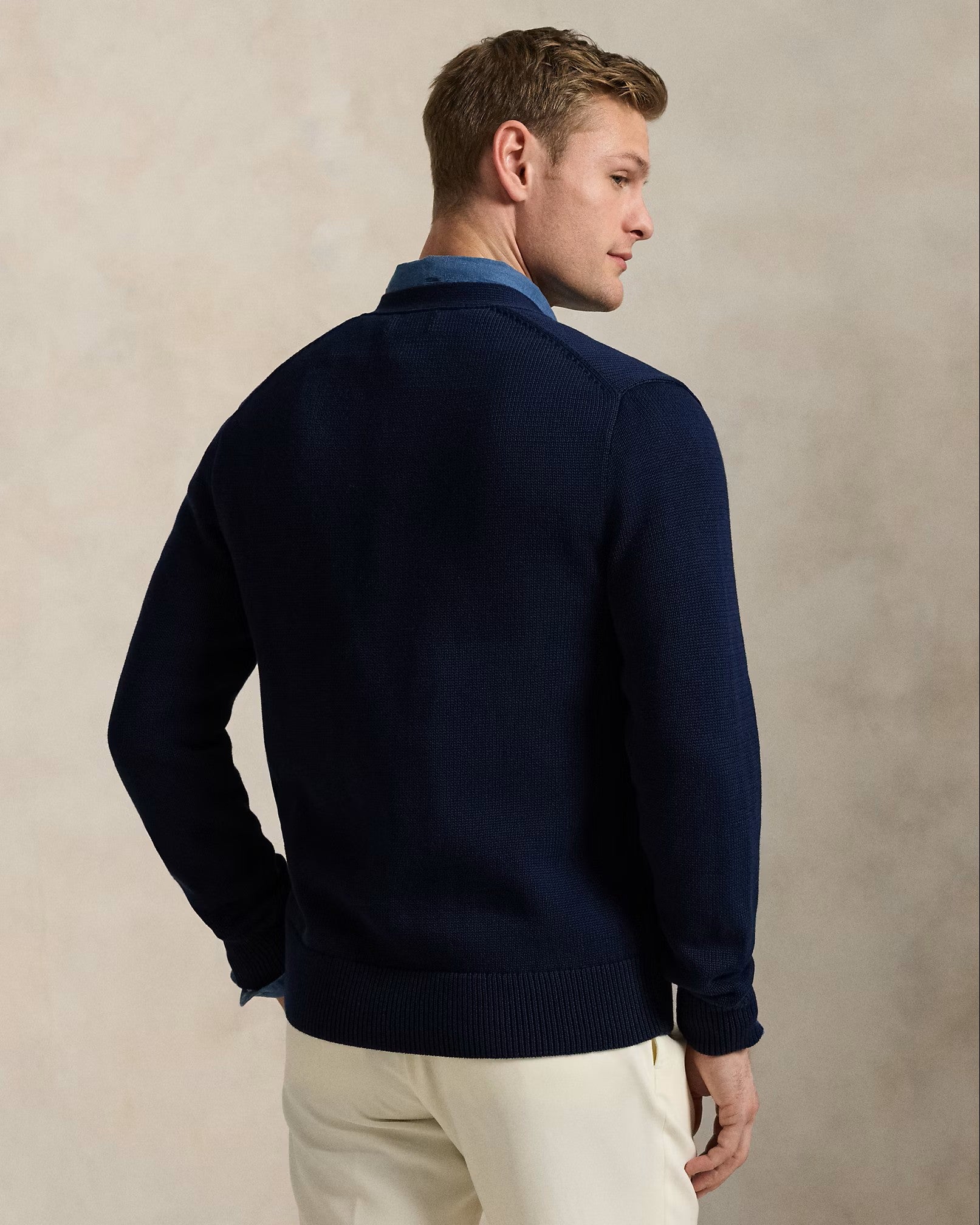 Polo Ralph Lauren LS Cardigan 001 Hunter Navy/White