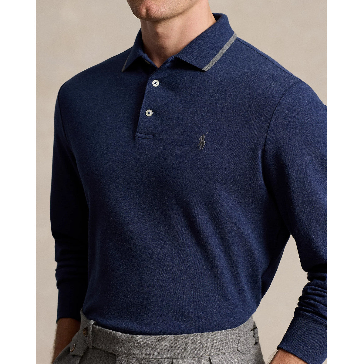 Polo Ralph Lauren LS Interlock Polo Shirt 002 Spring Navy Heather