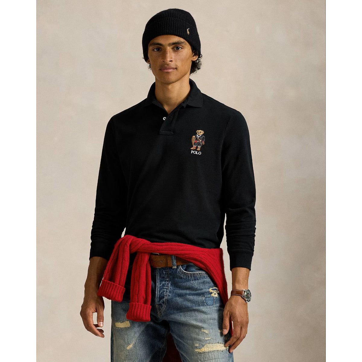 Polo Ralph Lauren LS Mesh Polo Shirt 002 Polo Black Holiday Bear