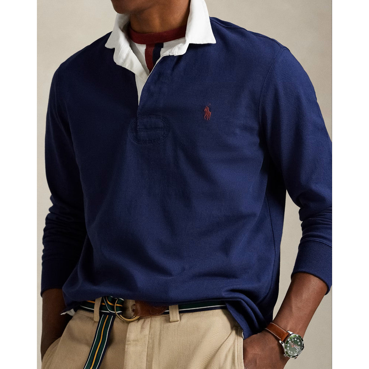 Polo Ralph Lauren LS Rugby Polo Shirt 025 Newport Navy