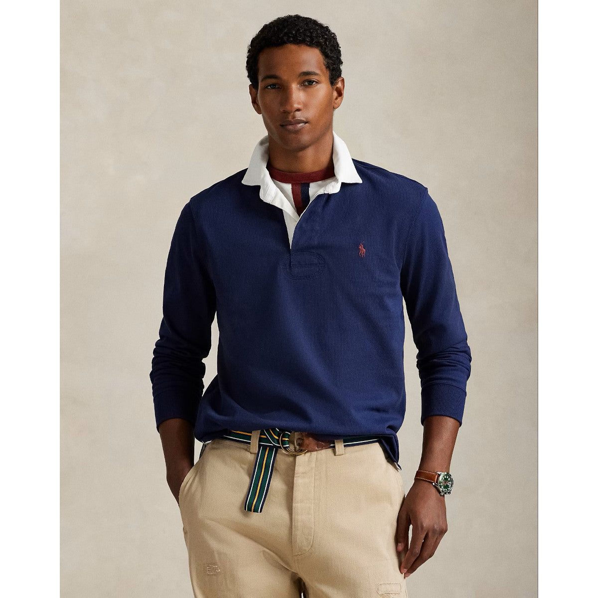 Polo Ralph Lauren LS Rugby Polo Shirt 025 Newport Navy