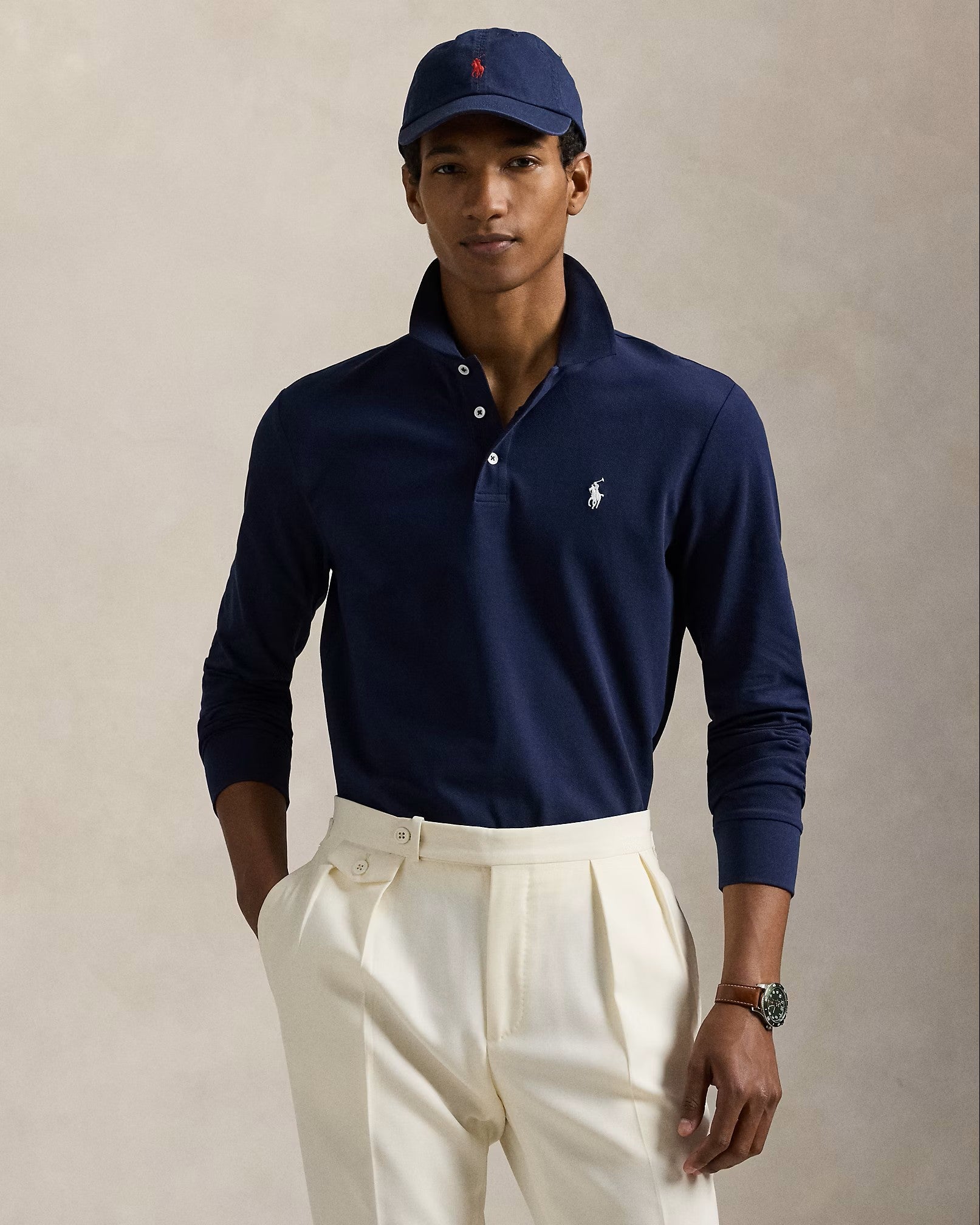 Polo Ralph Lauren LS Stretch Mesh  Polo Shirt 001 Refined Navy