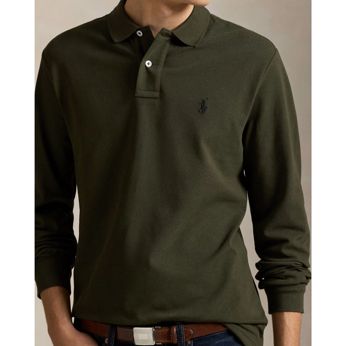 Polo Ralph Lauren LS Stretch Mesh  Polo Shirt 010 Company Olive