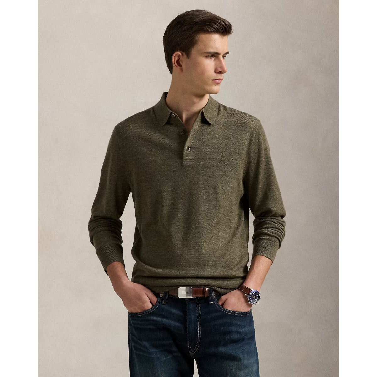 Polo Ralph Lauren Merino Wool Sweater 005 Cargo Olive Heather