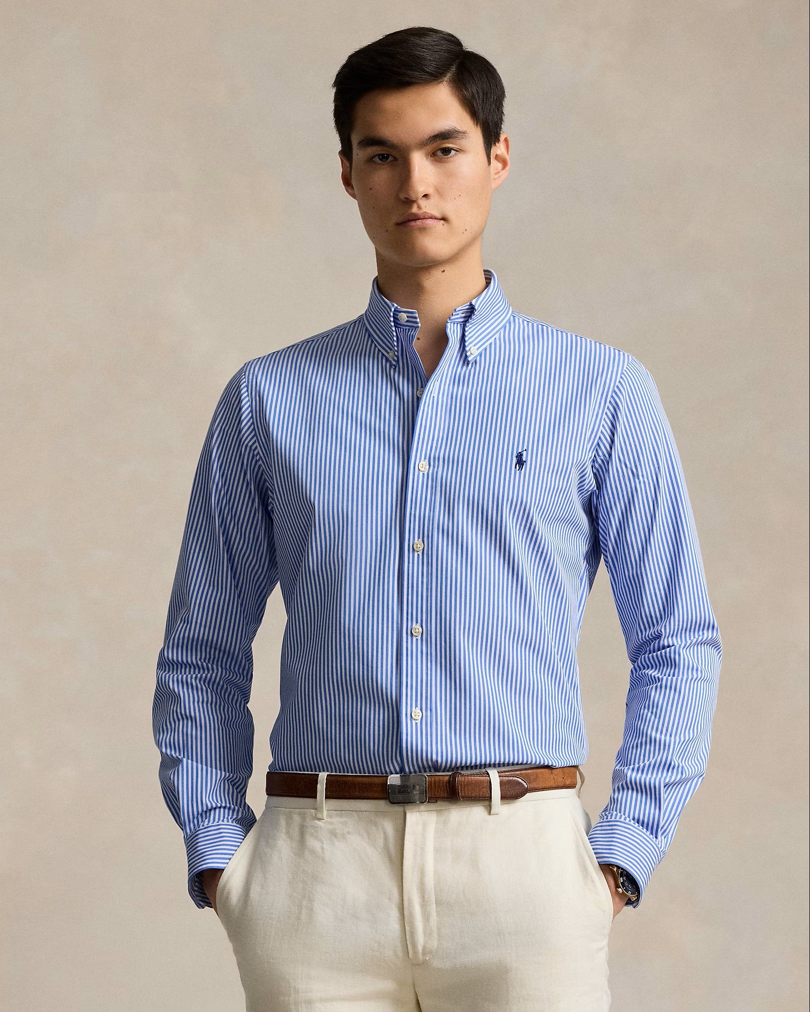 Polo Ralph Lauren Poplin Shirt 001 Light Blue/White