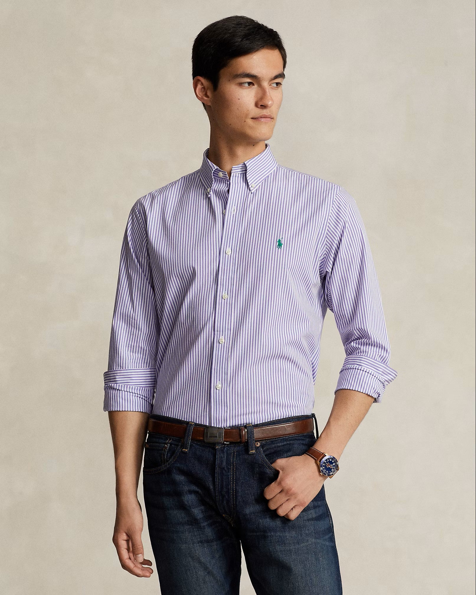 Polo Ralph Lauren Poplin Shirt 003 Lavender/White