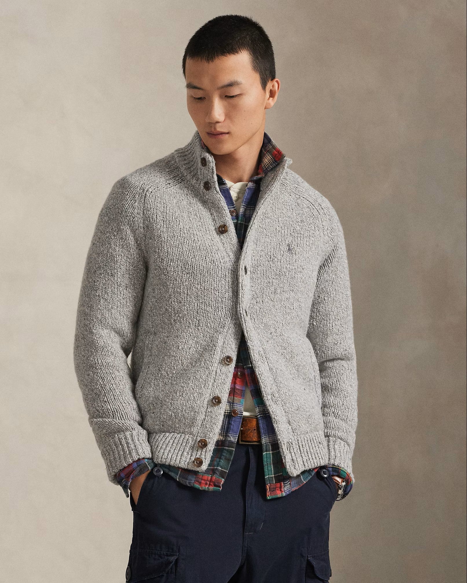 Polo Ralph Lauren Wool Blend Cardigan 002 Grey Marl