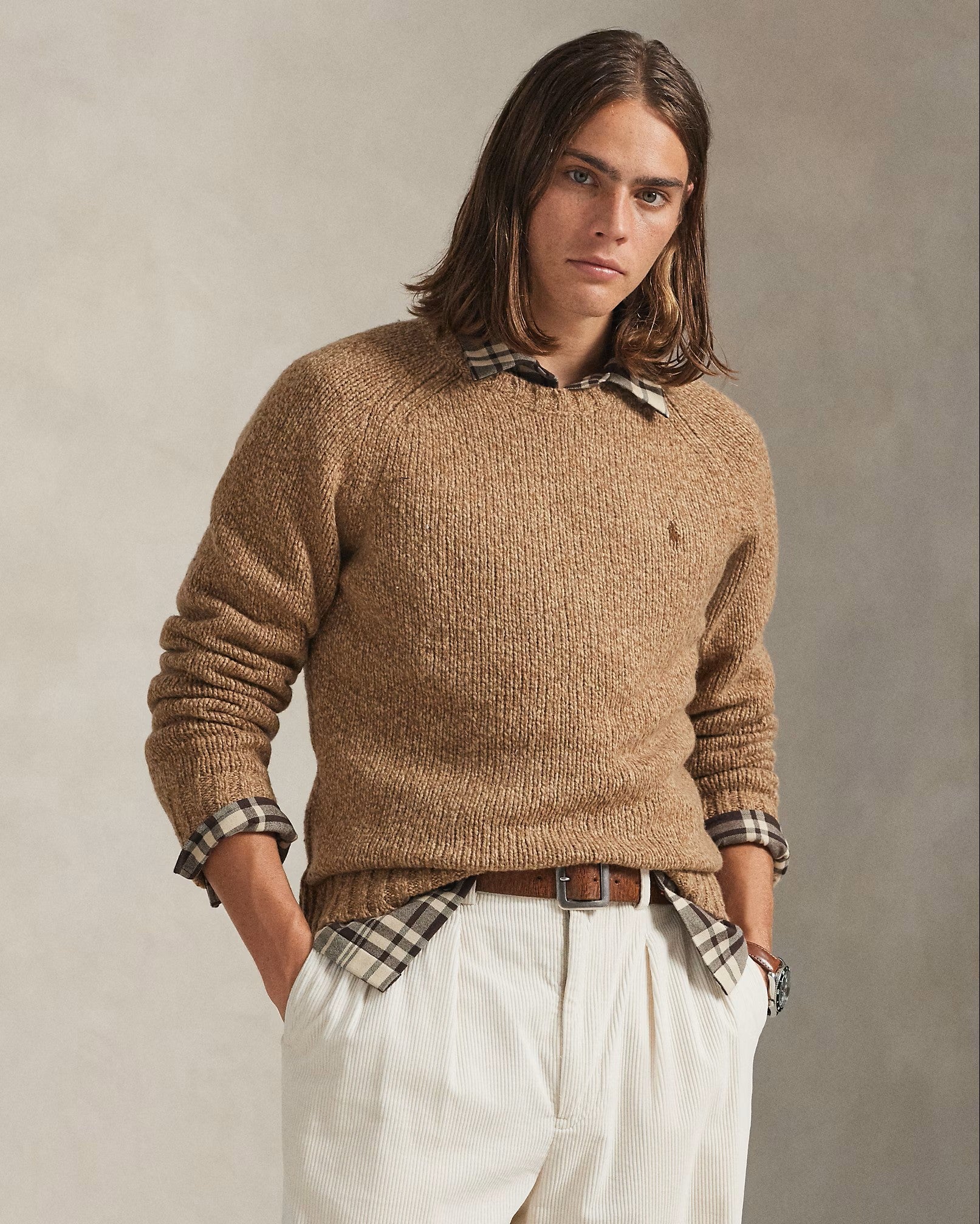 Polo Ralph Lauren Wool Blend Sweater 002 Camel Marl